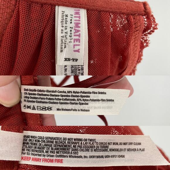 NWT Free People Essential Lace Bandeau Bra Terracotta Strappy Bralette Size XS - Picture 5 of 6